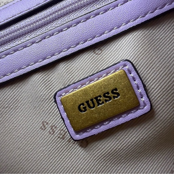 GUESS Katey Flap Shoulder Bag Lilac Rare Quilted Purse Crossbody Lavender Cream - Picture 8 of 15